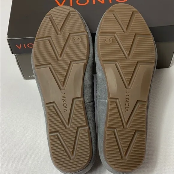 Vionic McKenzie suede shearling flats slippers NIB