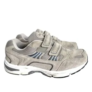Vionic Men's Sneakers 10.5 Grey Walk Albert Suede Leather Hook &amp; Loop Shoes