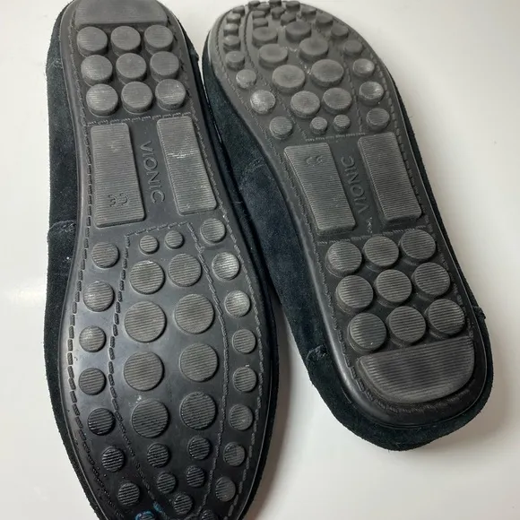 Vionic Womens Honor Virginia Black Suede Moccasin Driving Loafers Slip On S-8.5