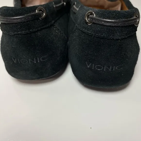 Vionic Womens Honor Virginia Black Suede Moccasin Driving Loafers Slip On S-8.5