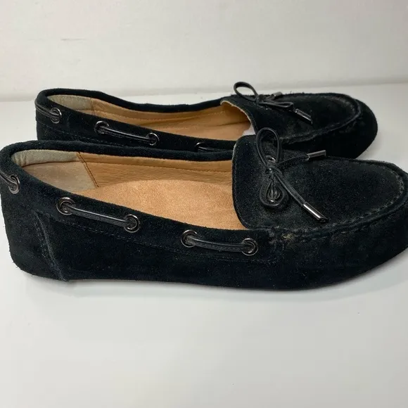 Vionic Womens Honor Virginia Black Suede Moccasin Driving Loafers Slip On S-8.5