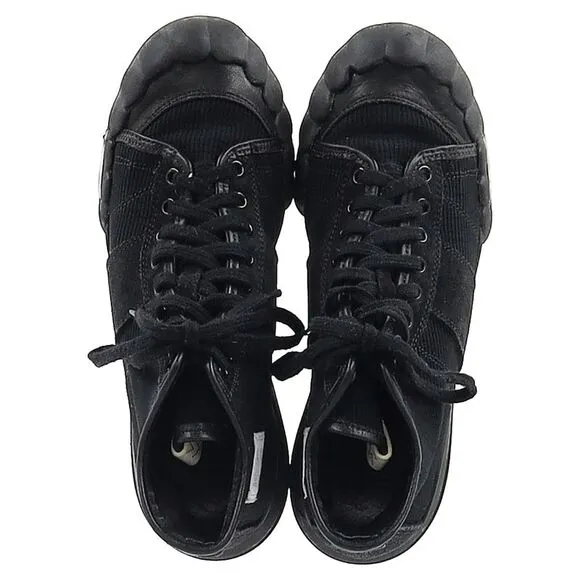 Visvim Lanier Leather-Trimmed High-Top Sneakers in Black Canvas