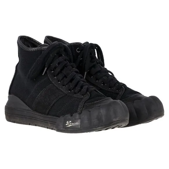 Visvim Lanier Leather-Trimmed High-Top Sneakers in Black Canvas
