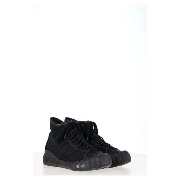 Visvim Lanier Leather-Trimmed High-Top Sneakers in Black Canvas