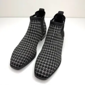 Vivaia Ryan Pro Chelsea Ankle Boots Womens EU 38 US 7 7.5 Black Tweed Square Toe