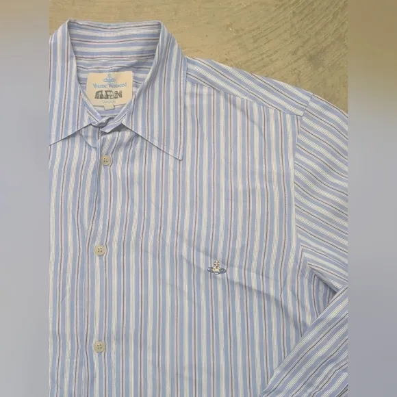 Vivienne Westwood Blue Striped Men's Shirt, Large