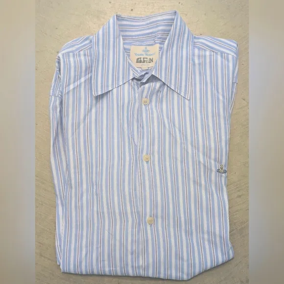 Vivienne Westwood Blue Striped Men's Shirt, Large