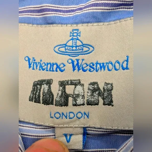 Vivienne Westwood Blue Striped Men's Shirt, Large
