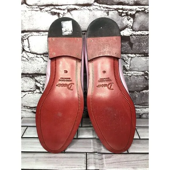 Vtg Duca Pink Patent Leather Velour Bow Loafers Dress Shoes Men’s Sz 41EU/8M US