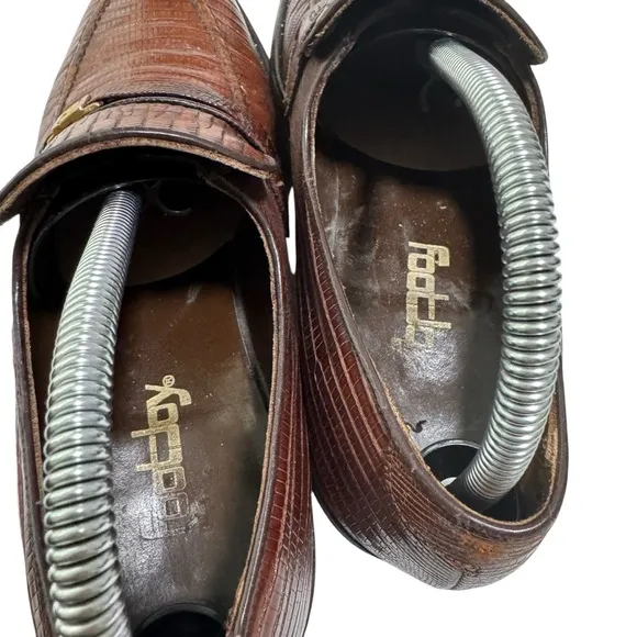 VTG FootJoy Lizard Skin Loafers 8.5C Brown Leather Slip-On Dress Shoes Rare