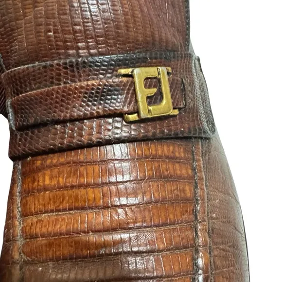 VTG FootJoy Lizard Skin Loafers 8.5C Brown Leather Slip-On Dress Shoes Rare