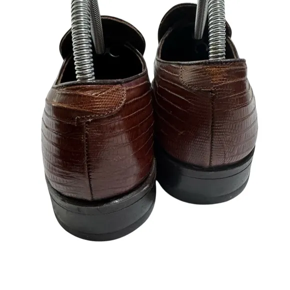 VTG FootJoy Lizard Skin Loafers 8.5C Brown Leather Slip-On Dress Shoes Rare