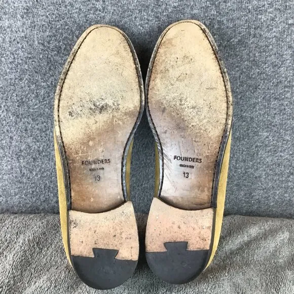 VTG Founders Made in Italy Men's String Loafers Sz 13 Camel
