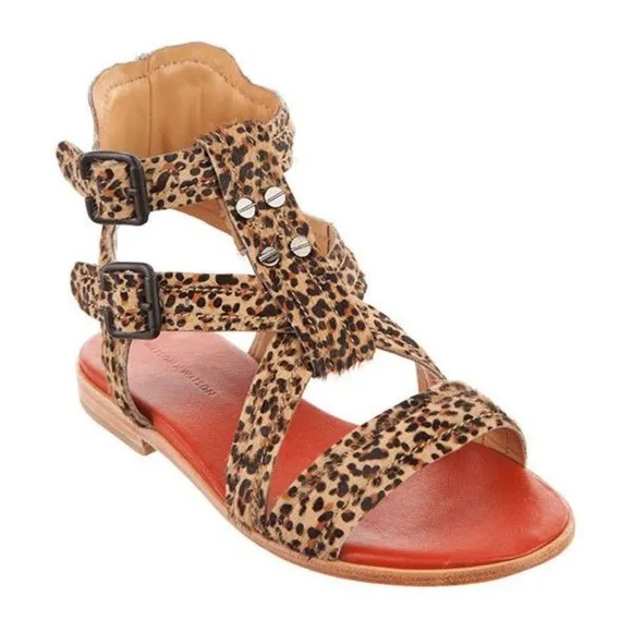 Watson X Watson Jerome Leopard print calf hair Gladiator sandals size 38