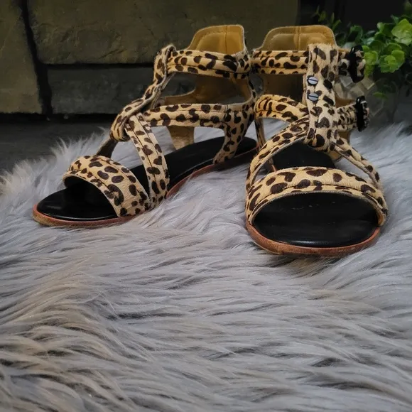 Watson X Watson Jerome Leopard print calf hair Gladiator sandals size 38