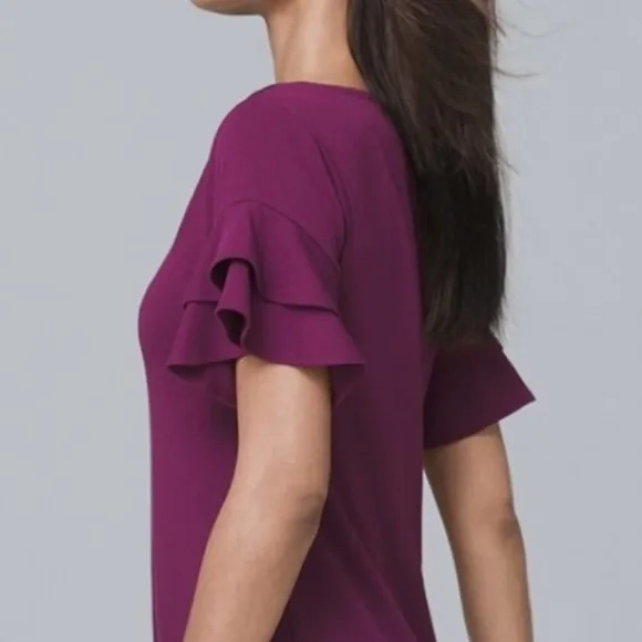 WHBM ORCHID RUFFLE SLEEVE KNIT DRESS