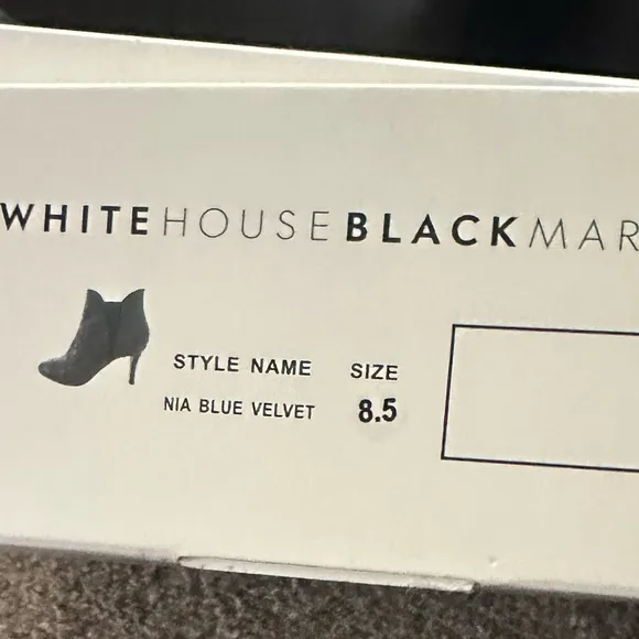 White House Black Market Leather Nia Blue Velvet Crocodile Booties