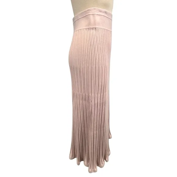 White   Warren Cotton Silk A Line Ribbed Knit Midi in Pale Blush Women Medium