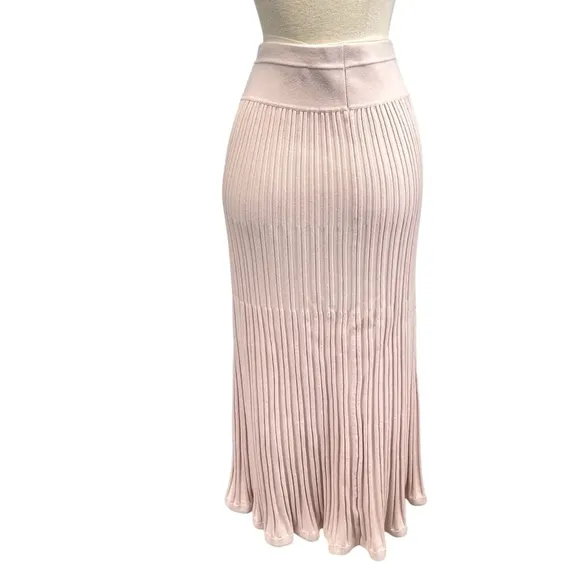 White   Warren Cotton Silk A Line Ribbed Knit Midi in Pale Blush Women Medium