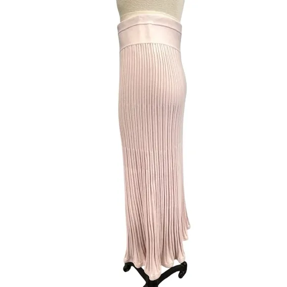 White   Warren Cotton Silk A Line Ribbed Knit Midi in Pale Blush Women Medium