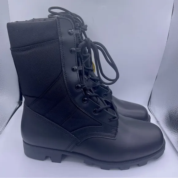 WIDEWAY military combat motorcycle black leather boots mens Size 11