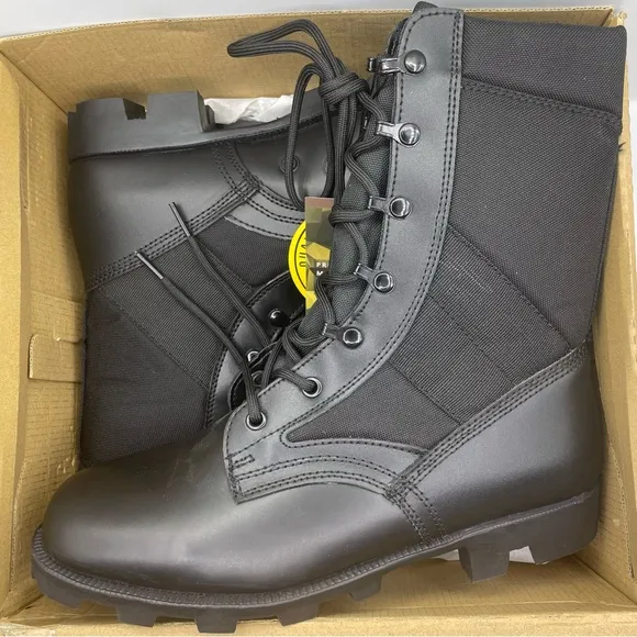 WIDEWAY military combat motorcycle black leather boots mens Size 11