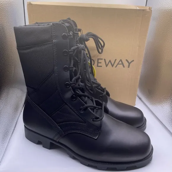 WIDEWAY military combat motorcycle black leather boots mens Size 11