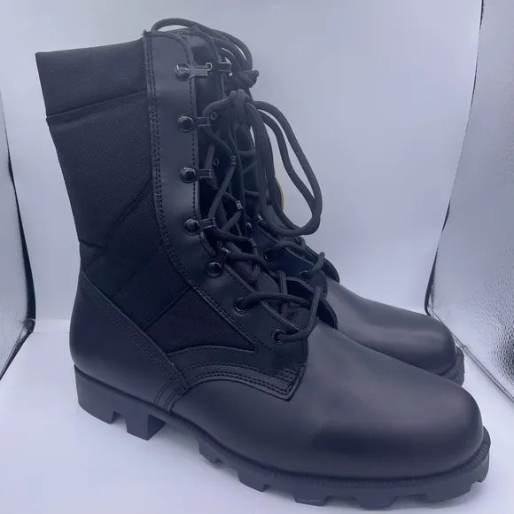 WIDEWAY military combat motorcycle black leather boots mens Size 11