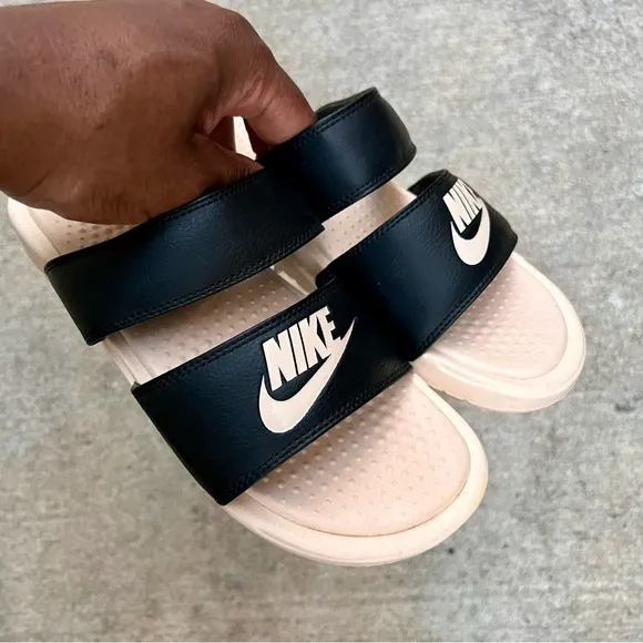 WMNS BENASSI DUO ULTRA BLACK CREAMS PEACHES SLIDES