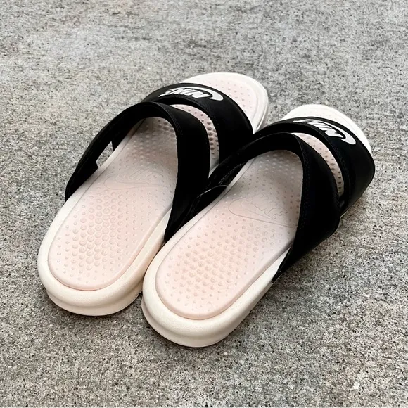 WMNS BENASSI DUO ULTRA BLACK CREAMS PEACHES SLIDES