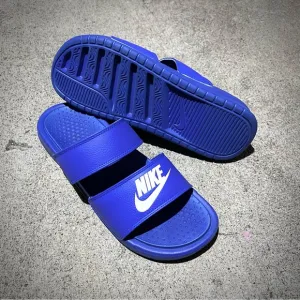 WMNS BENASSI DUO ULTRA ROYAL BLUE WHITE SLIDES