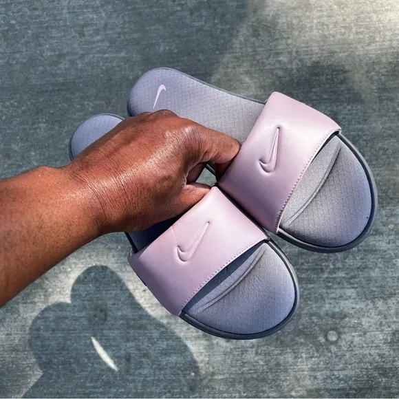 WMNS NIKE ULTRAS COMFORTS 3 III SLIDES ROSE PINK DUSTS PEARL GREY GRAY FOOTBED