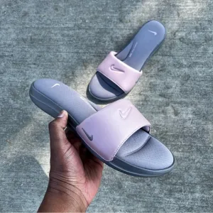 WMNS NIKE ULTRAS COMFORTS 3 III SLIDES ROSE PINK DUSTS PEARL GREY GRAY FOOTBED