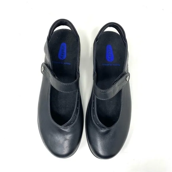 Wolky Drio Black leather comfort slingback