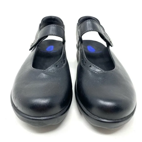 Wolky Drio Black leather comfort slingback