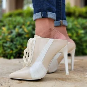 Women Nude Low Cut Pontied Toe Booties