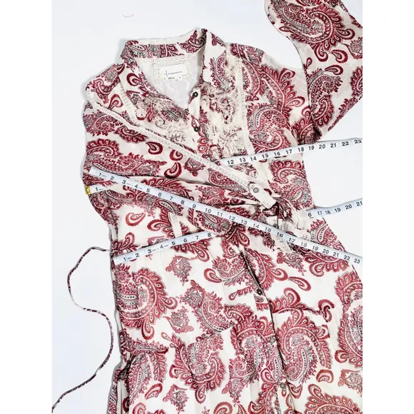 Women's ANTROPOLOGY Allaire Maxi Shirtdress Flowy Dress, Brown Red &amp; White