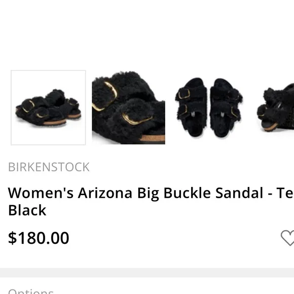 Women's Arizona Big Buckle Sandal Teddy Black size 39 US 8- 8.5 women