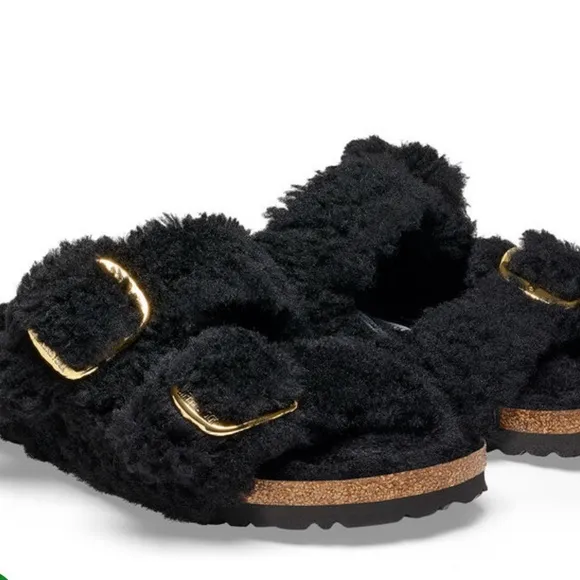 Women's Arizona Big Buckle Sandal Teddy Black size 39 US 8- 8.5 women