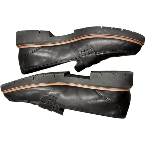 Women's Clarks Westlynn Ayla Leather Loafers Black Lug Cushion Sole Sz 10