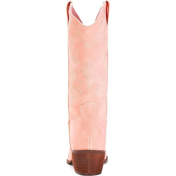 Women's Cowboy Boots Pointy Toe Western Boots Cowgirl Boots Mid Calf Boot Pink