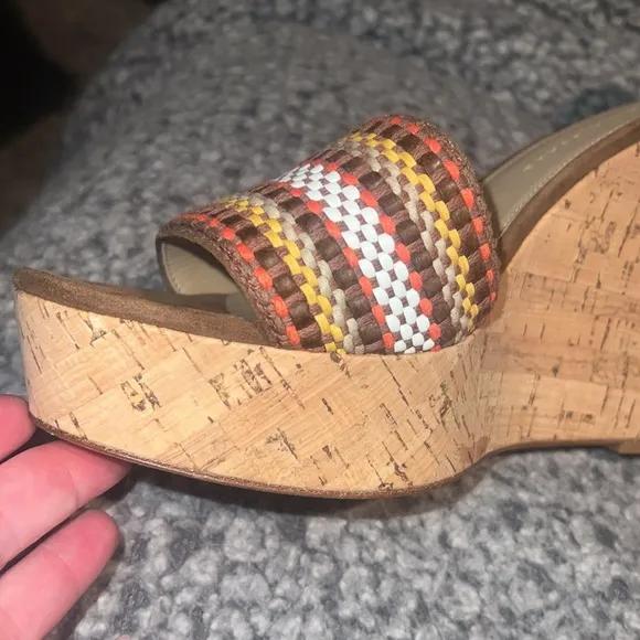 Womens designer Veronica Beard Dali Woven Cork Wedge Shoes,wedges,sandals, sz 10