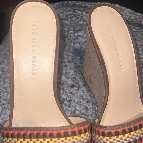Womens designer Veronica Beard Dali Woven Cork Wedge Shoes,wedges,sandals, sz 10