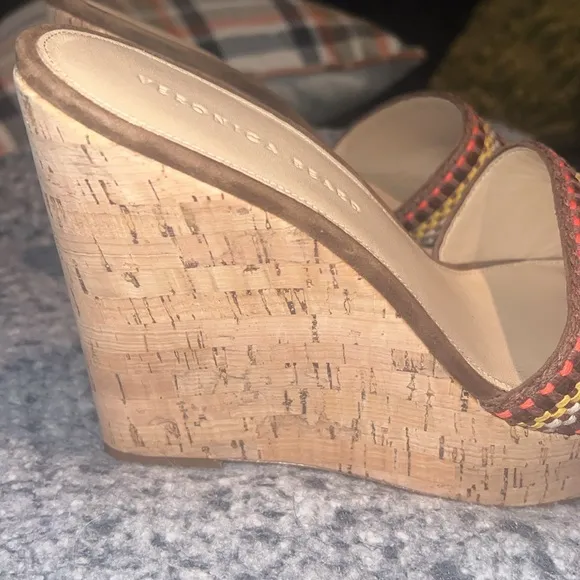 Womens designer Veronica Beard Dali Woven Cork Wedge Shoes,wedges,sandals, sz 10