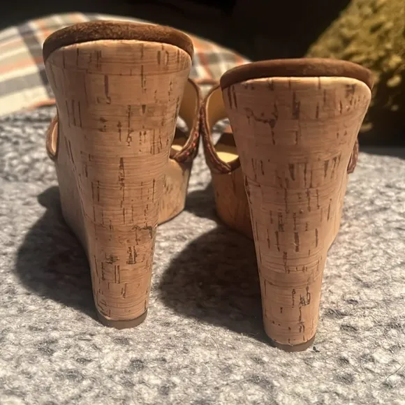 Womens designer Veronica Beard Dali Woven Cork Wedge Shoes,wedges,sandals, sz 10