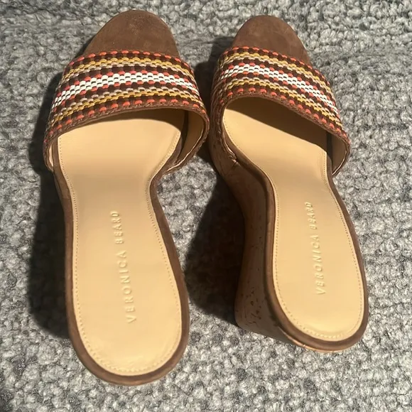 Womens designer Veronica Beard Dali Woven Cork Wedge Shoes,wedges,sandals, sz 10