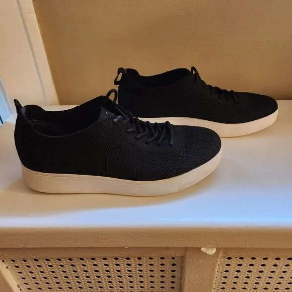 Women's Fitflop Rally Black Knit Sneakers, Sz 8