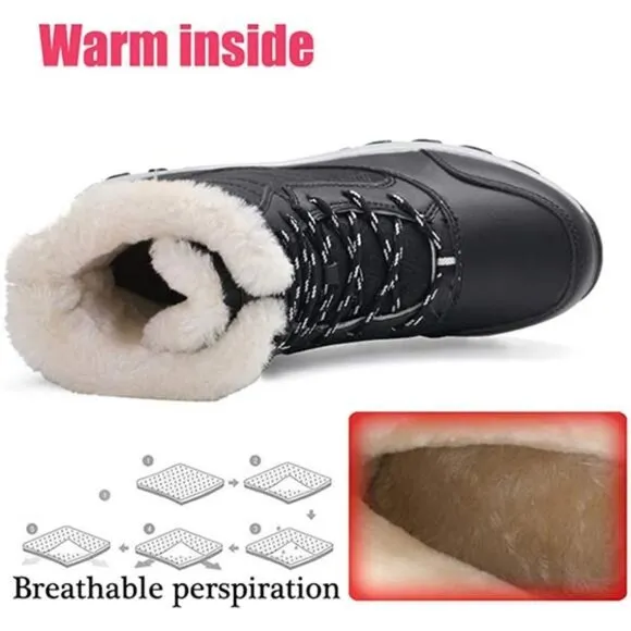 Women's Fur Lining Winter Boots Outdoor Waterproof Snow Boots,  White