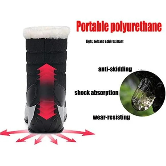 Women's Fur Lining Winter Boots Outdoor Waterproof Snow Boots,  White
