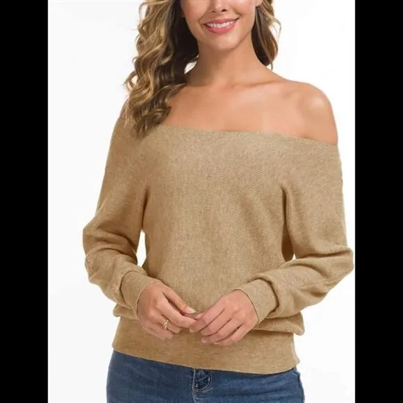 Women's Knitted Off Shoulder Long Sleeve Sweater